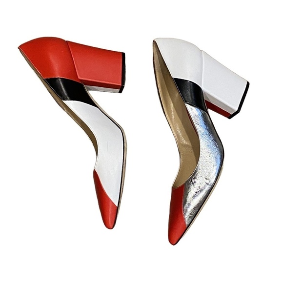 SERGIO ROSSI Color-Block Italian Lamb Goat Leather Emily in Paris Pumps EU 40 - Picture 12 of 16